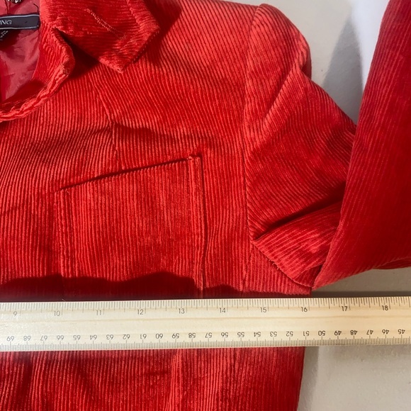 MNG by Mango Red Corduroy Blazer Women’s Size 4 Hook Closure Lined Jacket - Picture 5 of 10